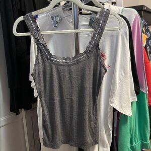 Intimately FP Gray Lace Trim Tank Top